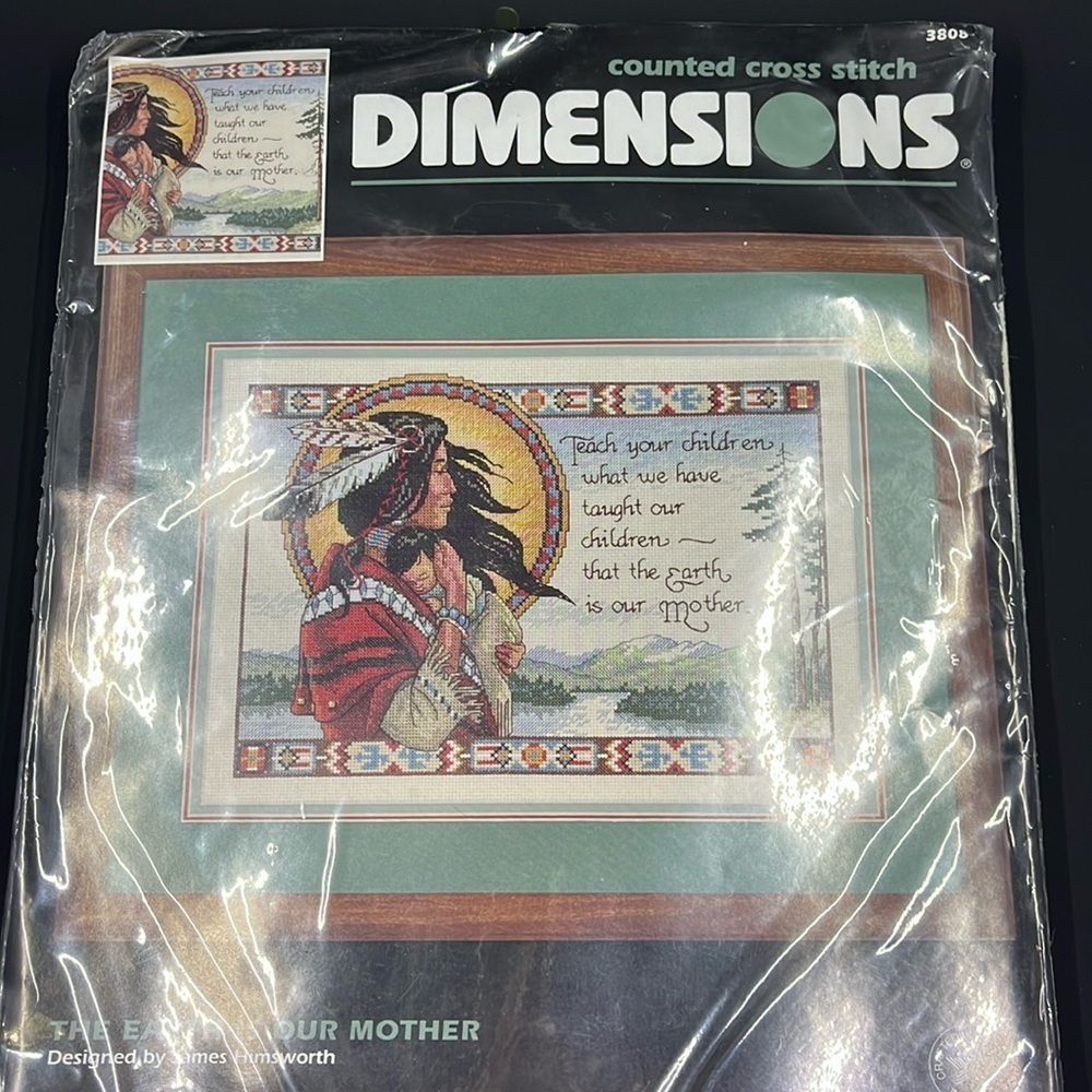 Vtg Dimensions Cross Stitch Kit 3808 The Earth Is Our Mother Native American